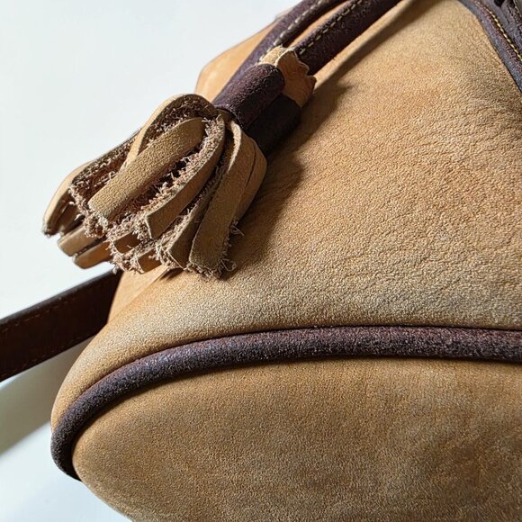 Vintage Dooney & Bourke Nubuc Suede Backpack USA Tassel AWL Tan Leather - Picture 15 of 16